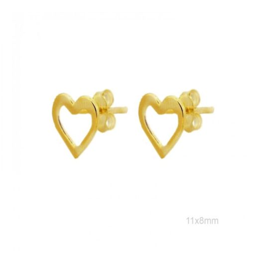Pendientes corazon calado plata chapada