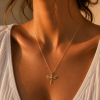 Collar libelula acero chapado oro 18k