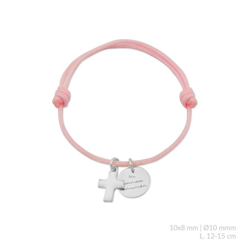 Pulsera plata comunión macramé
