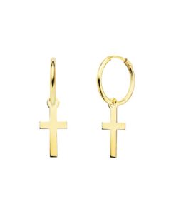 Pendientes Aros cruz oro 18k 12mm