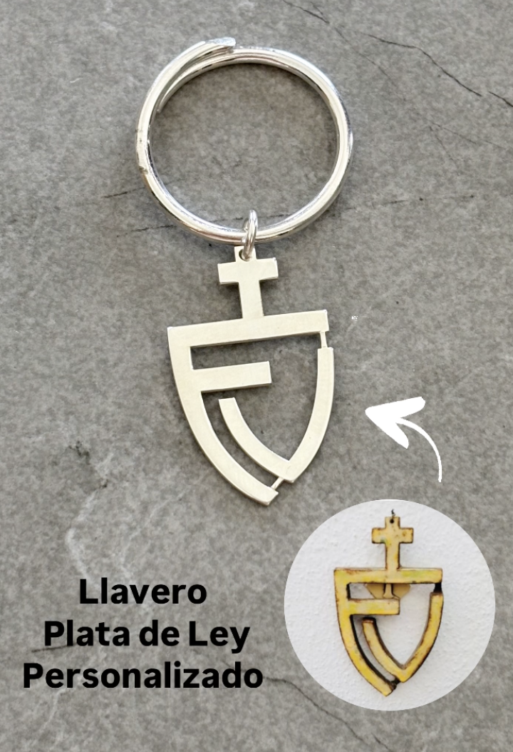Llavero plata de ley silueta dibujo