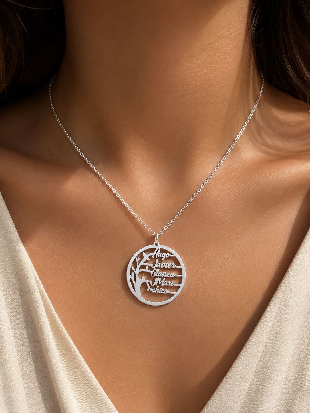 Gargantilla plata arbol de la vida personalizada