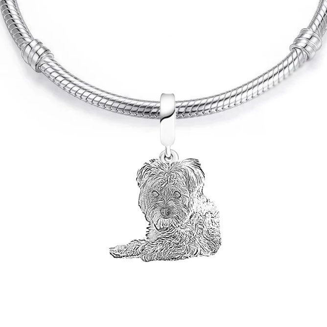 Charm plata de ley mascota silueta personalizado