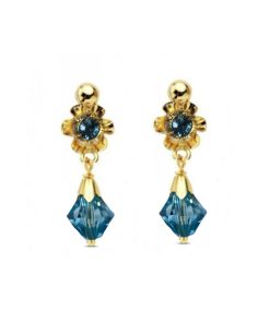 Pendientes oro 18k niña agua marina