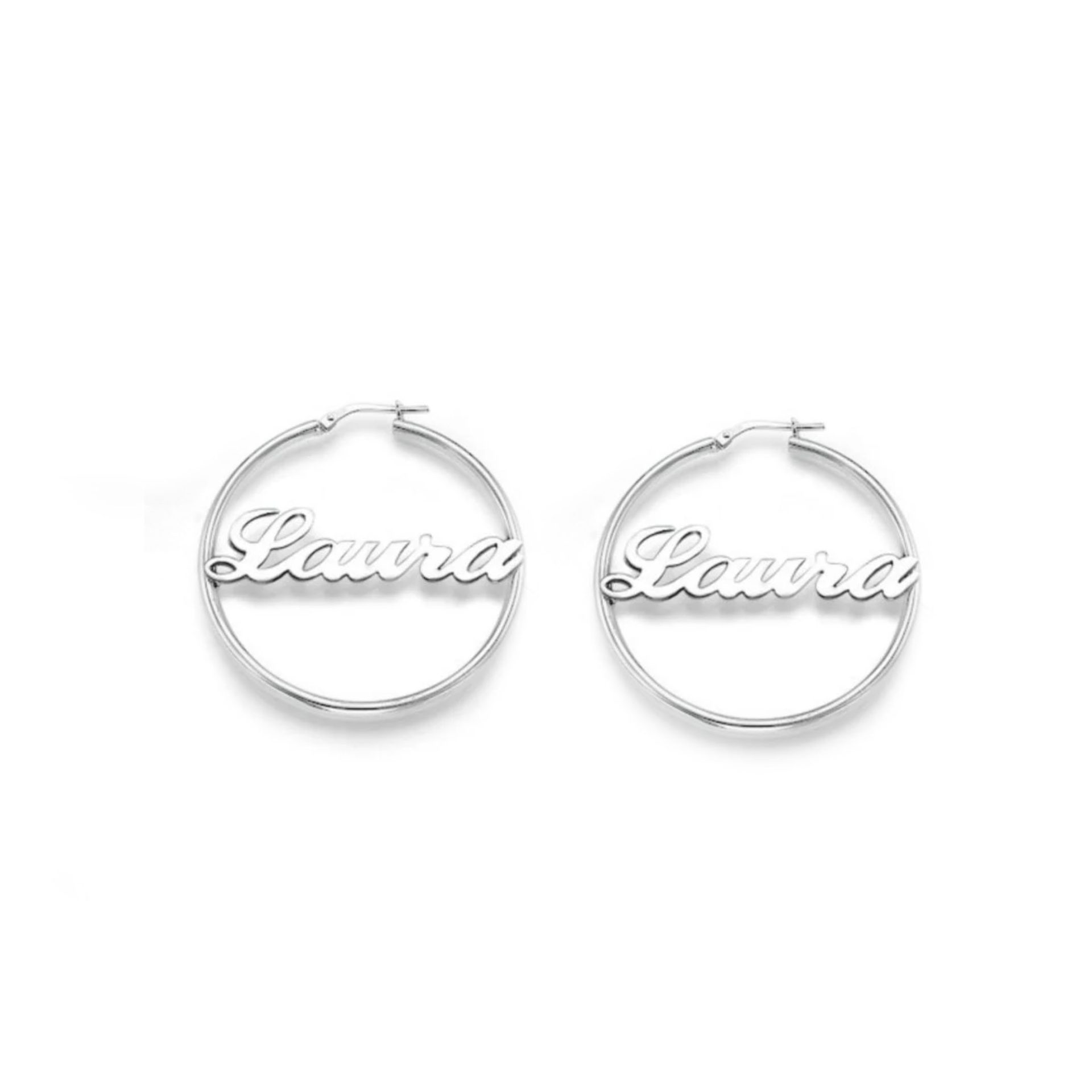 Aros plata nombre personalizado