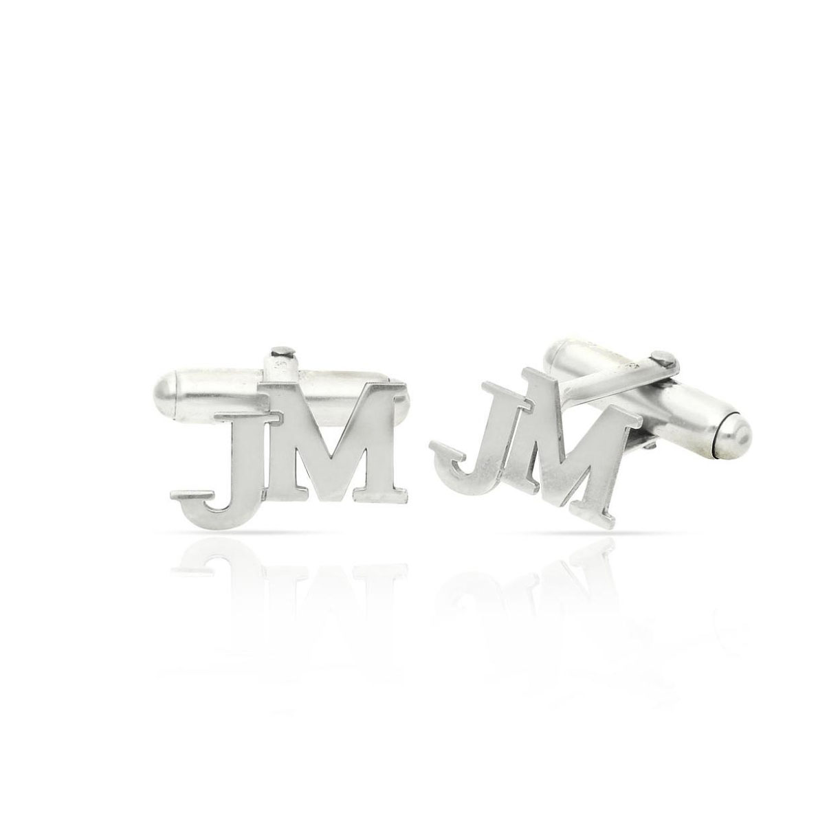 Gemelos plata de ley letras silueta