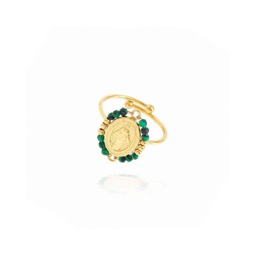 Anillo chapado en oro virgen milagrosa
