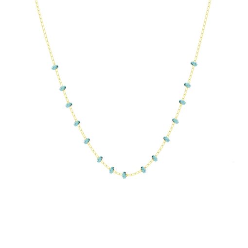Collar acero chapado con piedra natural