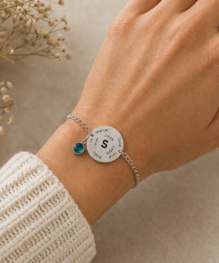 Pulsera plata redonda personalizada calada