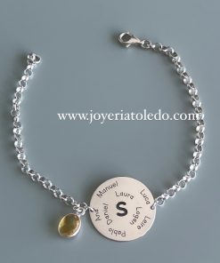 Pulsera plata redonda personalizada
