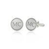 Gemelos plata de ley redondo letras