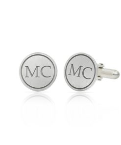 Gemelos plata de ley redondo letras