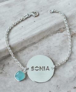 Pulsera plata redonda personalizada