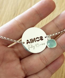 Pulsera plata redonda personalizada