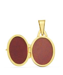 colgante oro 18k guardapelo portafotos oval liso