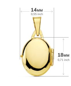 colgante oro 18k guardapelo portafotos oval liso