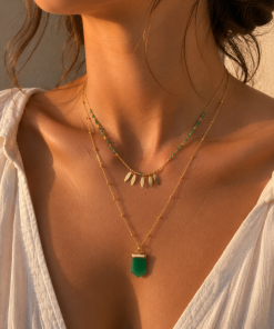 Gargantilla chapada oro 18k piedra verde