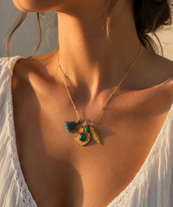 Gargantilla chapada oro 18k pluma flecos