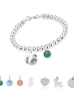 Pulsera amo plata bolas personalizada