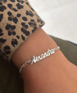 Pulsera plata nombre barbada