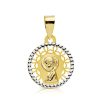 Colgante virgen niña oro 18k niña bicolor 14 mm