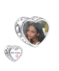 Charm plata con piedra fotografía y nombre
