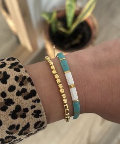 Pulsera plata chapada bolas