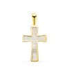Colgante cruz oro 18k cruz con nacar y borde en brillo