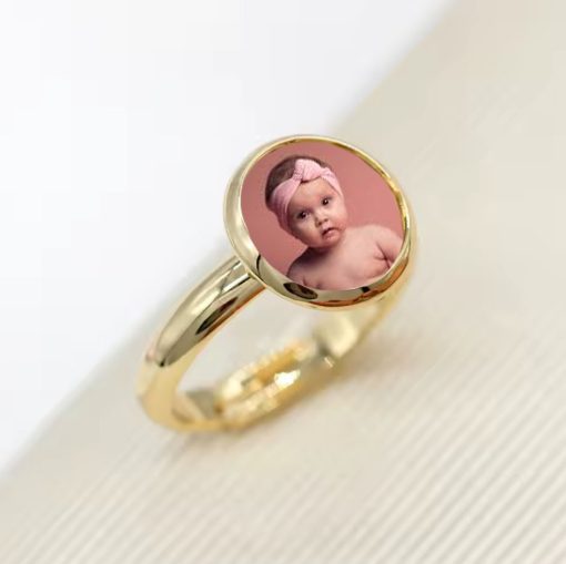 Anillo fotografía chapado redondo