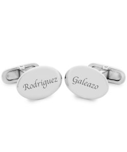 Gemelos plata de ley ovalados grabados