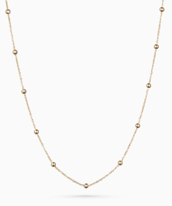 Cadena Plata de ley bolas chapado oro18k