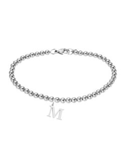 Pulsera plata bolas letra