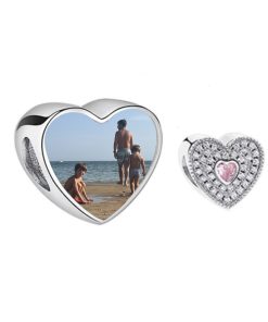Charm corazon rosa plata de ley personalizado