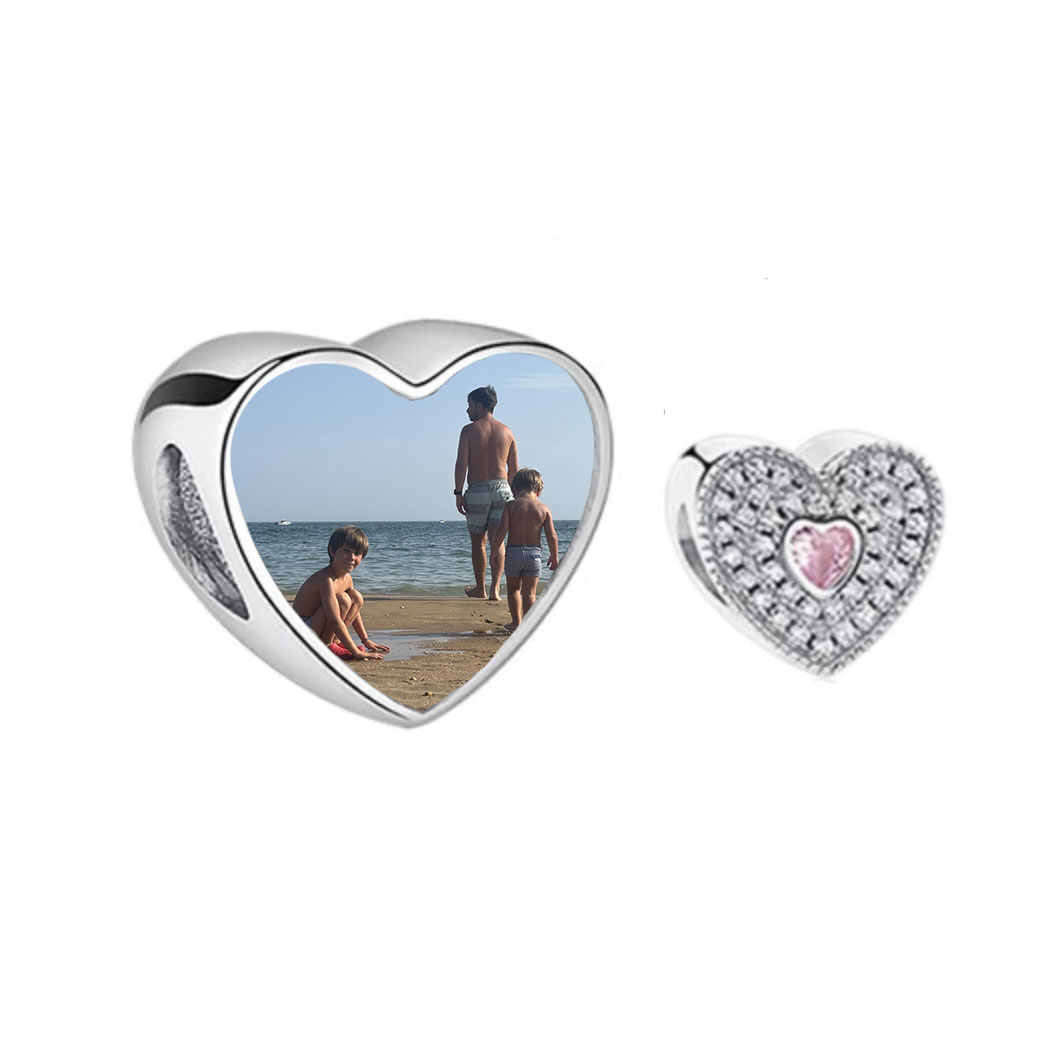 Charm corazon rosa plata de ley personalizado