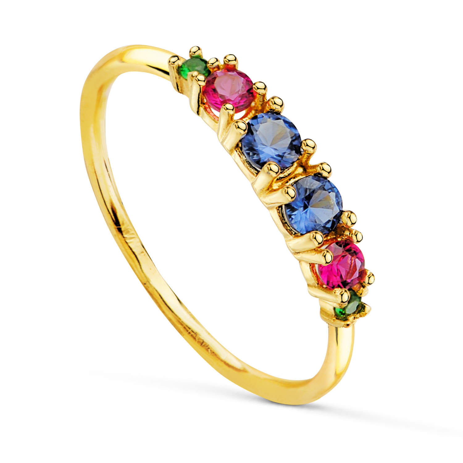 Anillo Oro 18k maría con piedras de colores
