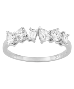 Sortija Oro blanco 18k minimalista con diamantes