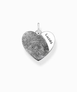 Colgante corazon huella plata de ley