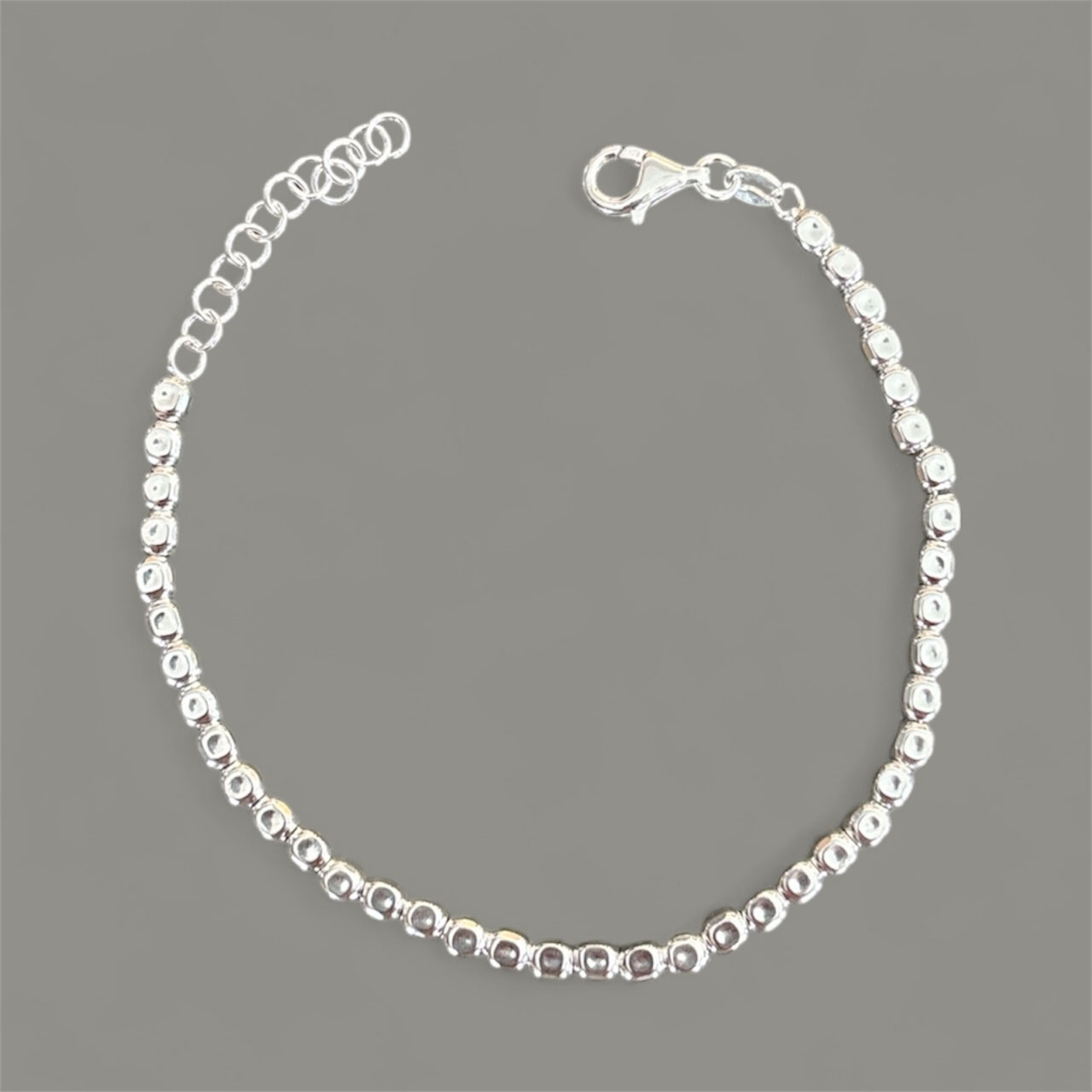 Pulsera bolas chata plata de ley