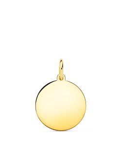 Medalla disco Oro 18k 14 mm liso