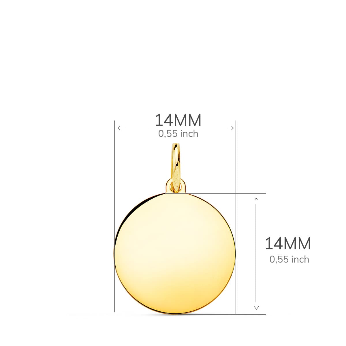 Medalla disco Oro 18k 14 mm liso
