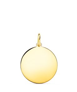 Medalla disco Oro 18k 16 mm liso