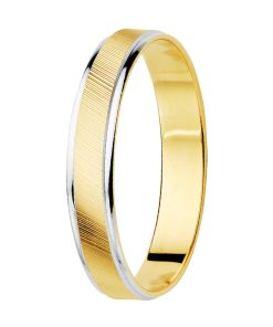 Alianza oro 9k bicolor estrias y bordes en brillo