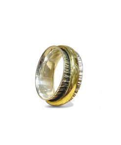 Anillo plata de ley con alianza chapada