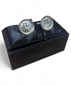 Gemelos plata redondo con letras macizo