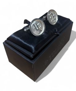 Gemelos plata redondo con letras macizo