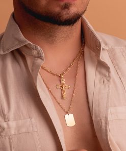 Medalla 18k militar rectangular en brillo