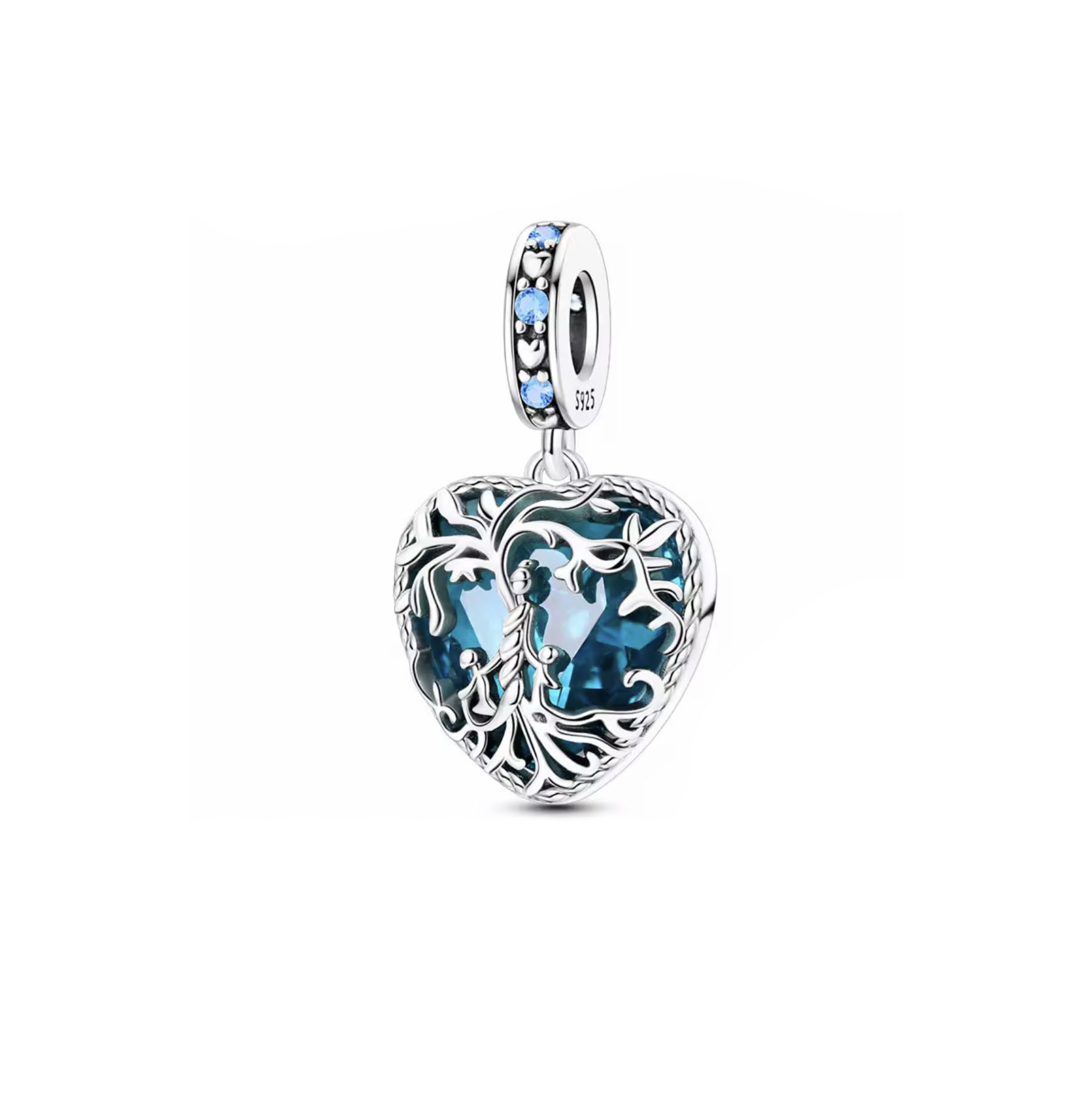 charm corazon oceano plata