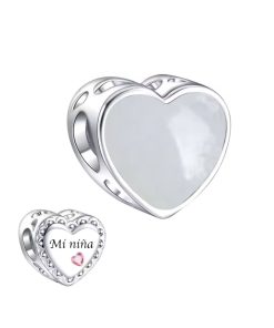 charm plata corazon leche materna personalizado