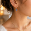 Aros plata chapado con conjunto y letra