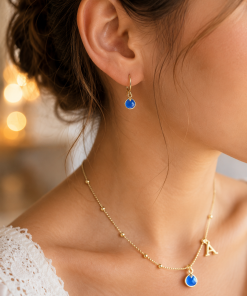 Aros plata chapado con conjunto y letra